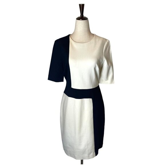 Cynthia Steffe Black And White Jersey Knit Colorblocked Fit And‎ Flare Dress 8 - Picture 1 of 9